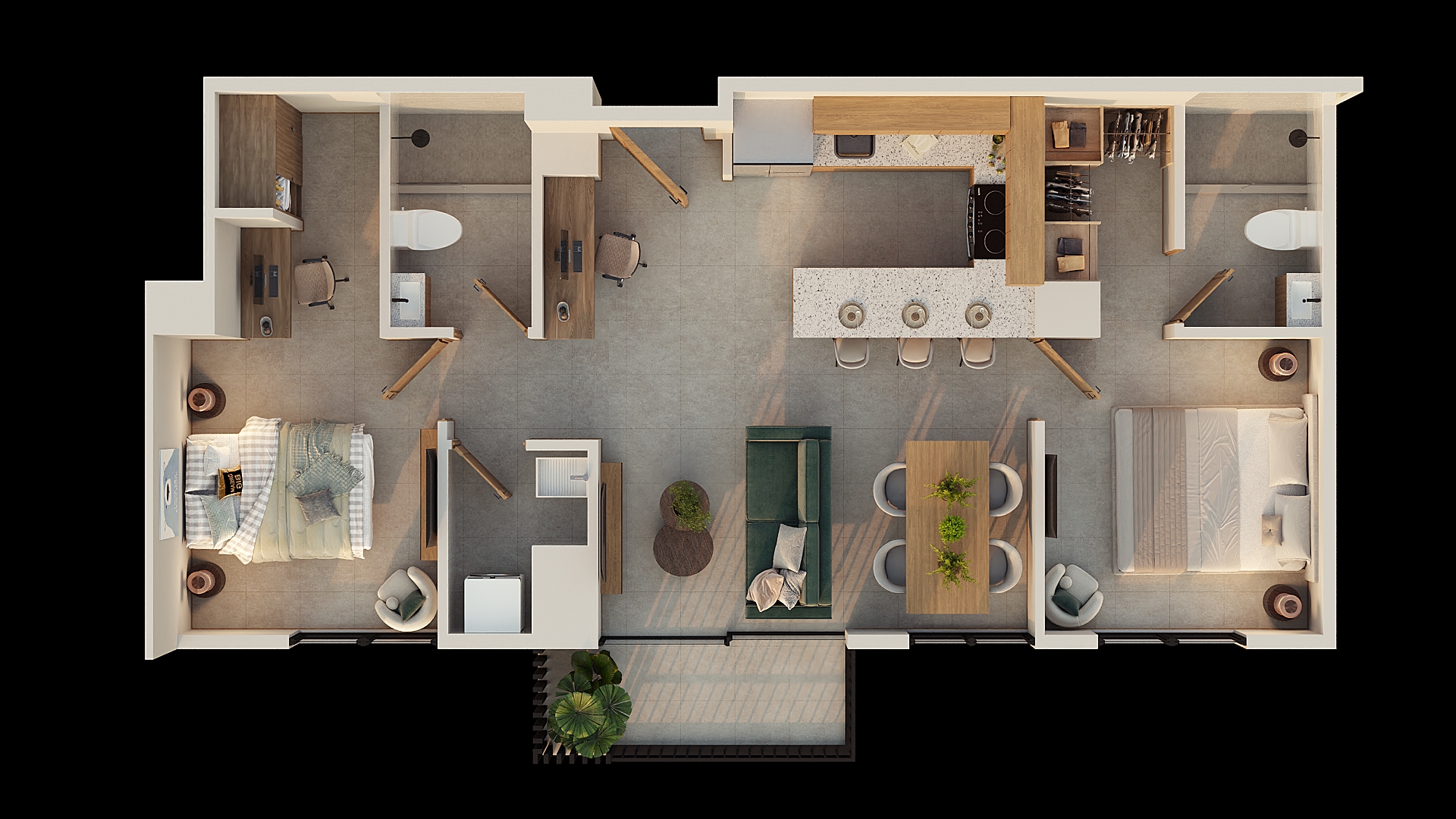 Planta arquitectónica del apartamento Flamma 77/78 en Valto Ignis
