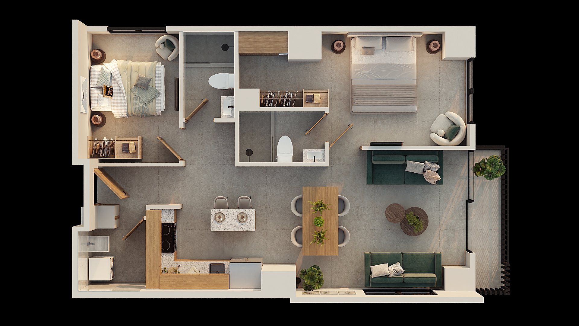 Planta arquitectónica del apartamento Flamma 81 en Valto Ignis