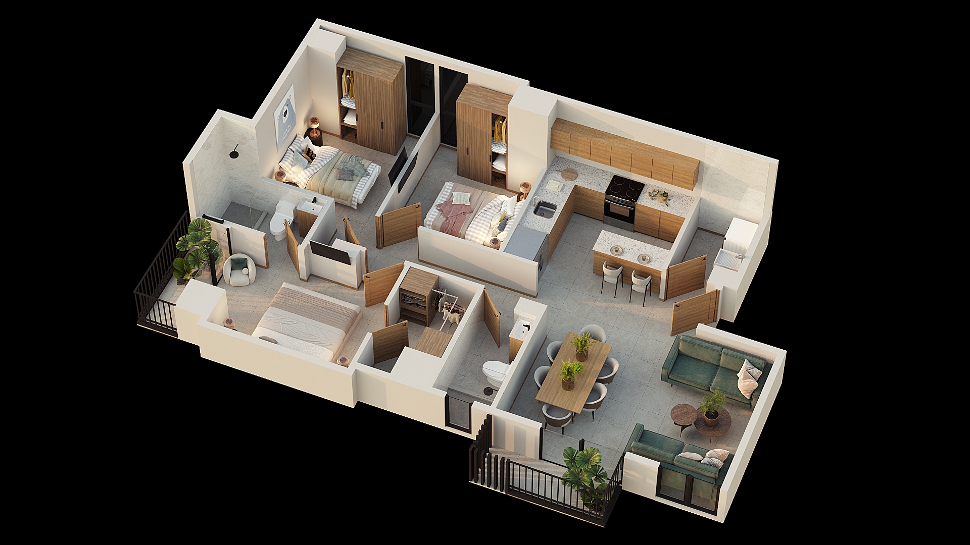 Axonométrico del apartamento Lucerna A en Valto Ignis