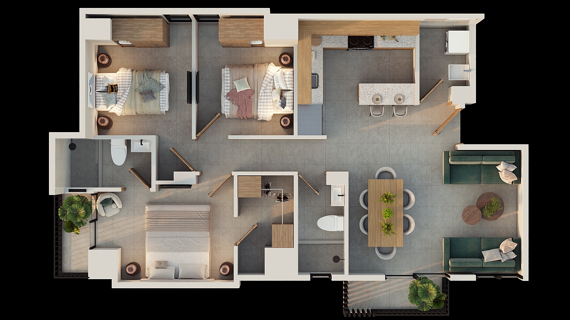 Planta arquitectónica del apartamento Lucerna A en Valto Ignis
