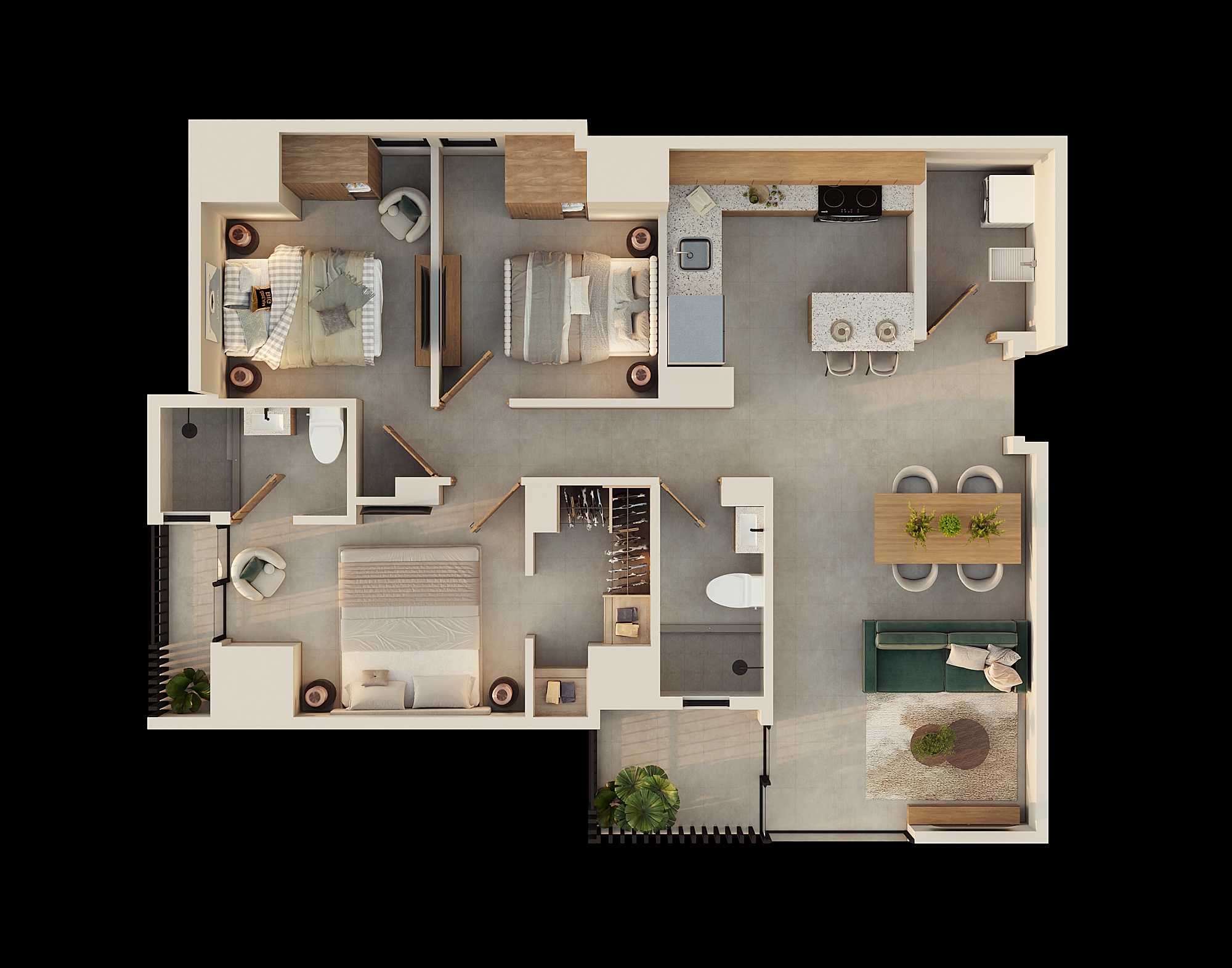 Planta arquitectónica del apartamento Lucerna B en Valto Ignis