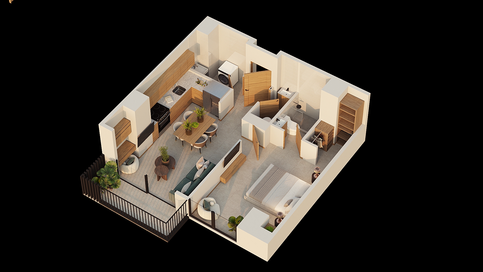 Axonométrico del apartamento Pigra B en Valto Ignis